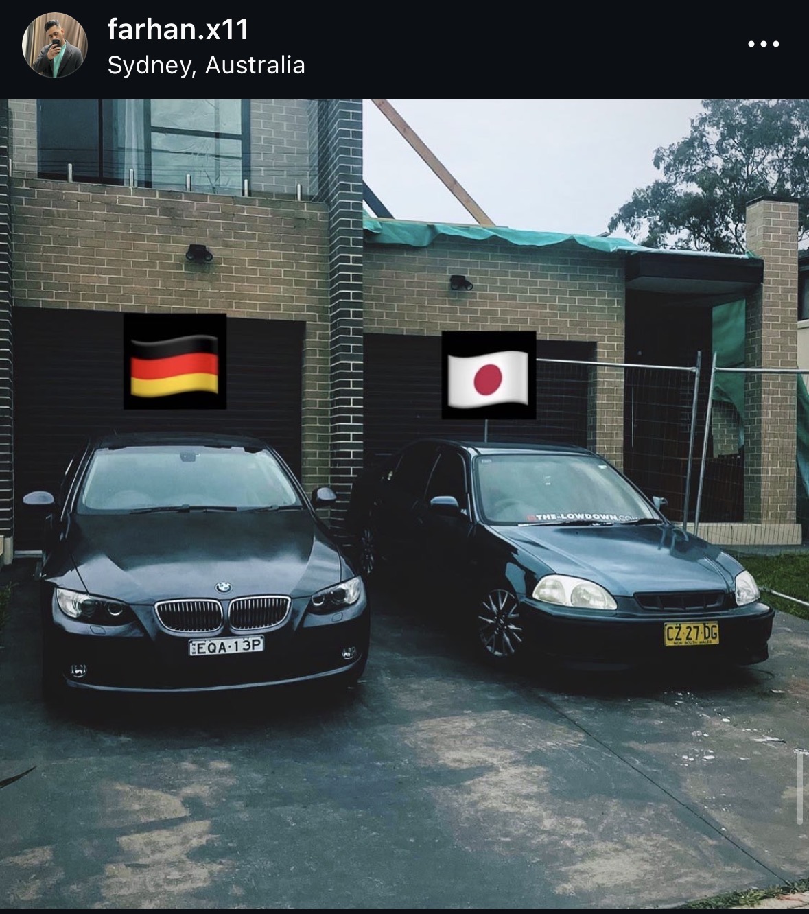 BMW and Honda side by side